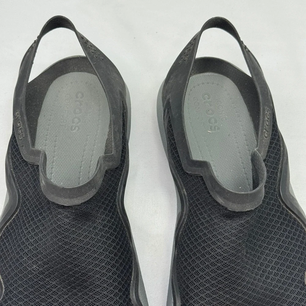 Crocs Swiftwater Mesh Deck Sandals Mens 13 Black Water‎ Shoes Hiking Boating